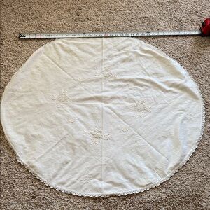 100% Cotton Vintage Hand embroidery and hand crochet Lace table topper